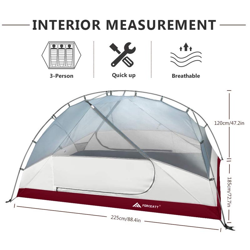 Forceatt Tent 3 Person Camping Tent, Waterproof and Windproof 3-4 Seasons Ultralight Backpack Tent, can be Installed Immediately, Suitable for Hiking, Camping, Outdoorâ€¦ - Image 3
